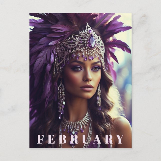 *~* FEBRUARY Headdress AP53 Boho AMETHYST Vykort (Framsida)