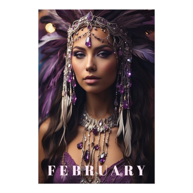 *~* FEBRUARY Headdress Boho AMETHYST AP53 Fototryck (Framsidan)