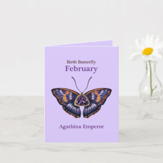 February Purple Agathina Emperor Butterfly Art Kort