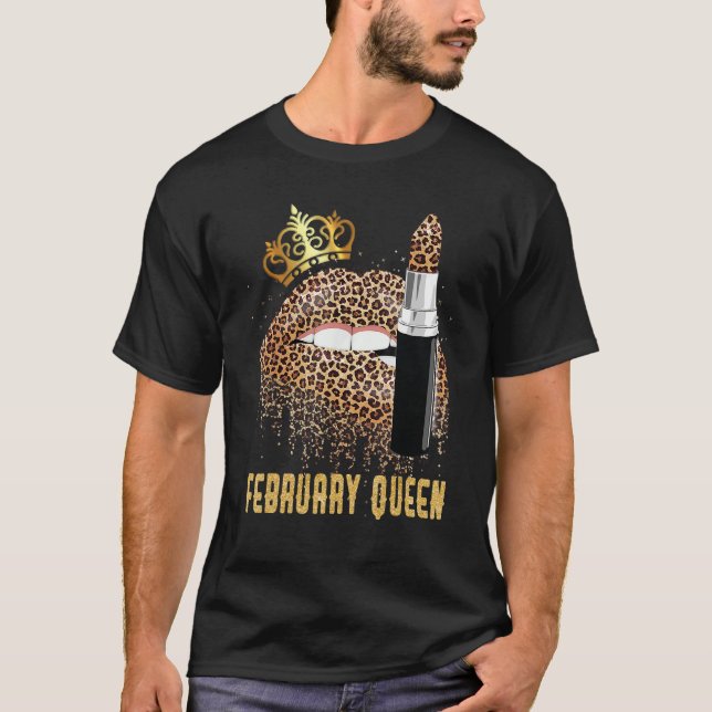 February Queen Leopard Lips Shirt February T Shirt (Framsida)