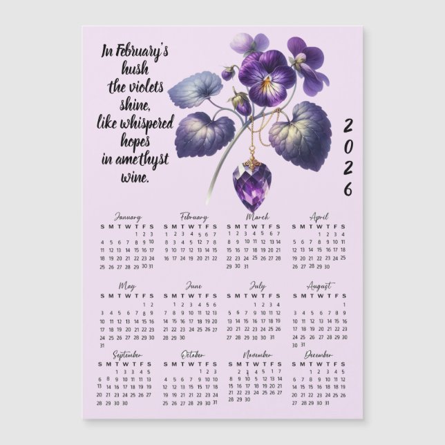 February Violet & Amethyst Calendar  (Framsida)