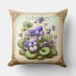 February Violet Birth Flower Symbolism Botanical  Kudde