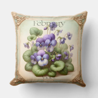 February Violet Birth Flower Symbolism Botanical  Kudde