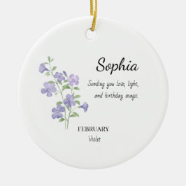 February Violet Personalized Birthday Julgransprydnad Keramik