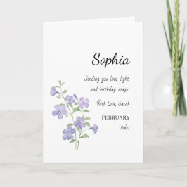 February Violet Personalized Birthday Kort