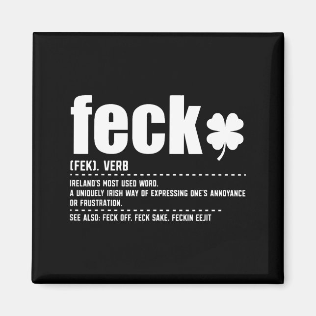 Feck Definition Roliga Irländska Talesätt Irländsk Magnet (Framsidan)