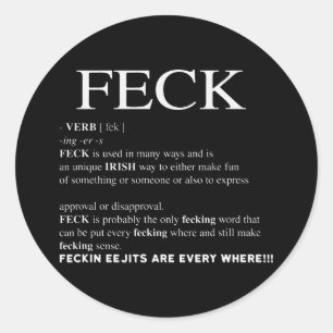 Feck Irish Definition lustig patrick Day Runt Klistermärke