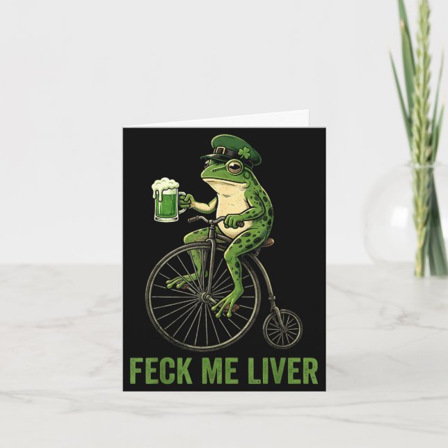 Feck lever rolig groda dricker öl st patricks kort (Framsida)
