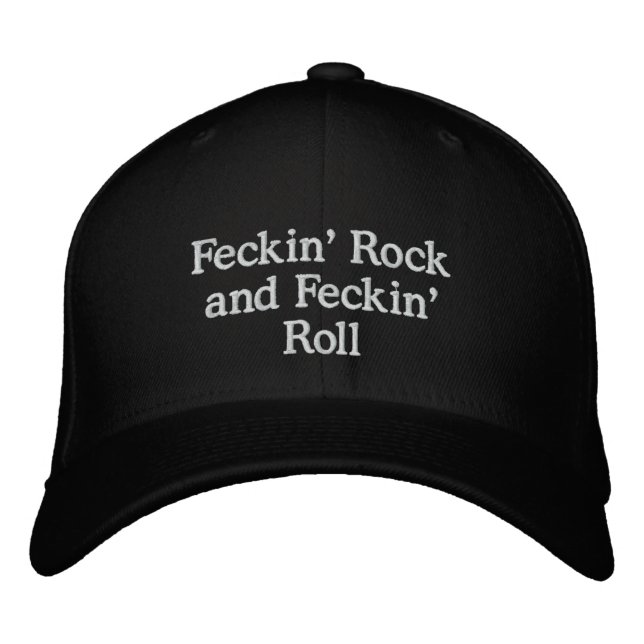 "Feckin' Sten och Feckin' Roll" Sockel (svart) Broderad Keps (Framsida)
