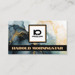 FED Kvadratformad logotyp och QR-kod Indigo Guld F Visitkort