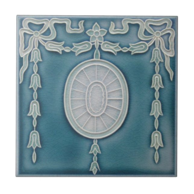 Federal Blue NeoClassic 1900 Repro Faux Relief Kakelplatta (Framsidan)