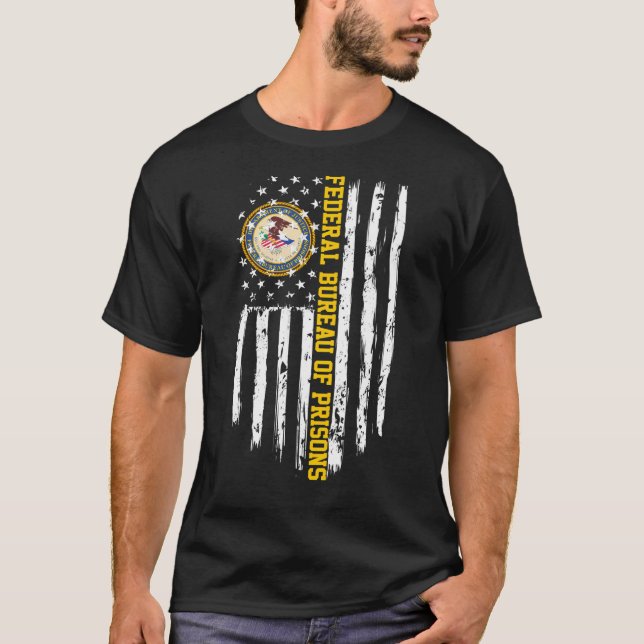 Federal Bureau of Prisons Bop American Flagga T Shirt (Framsida)