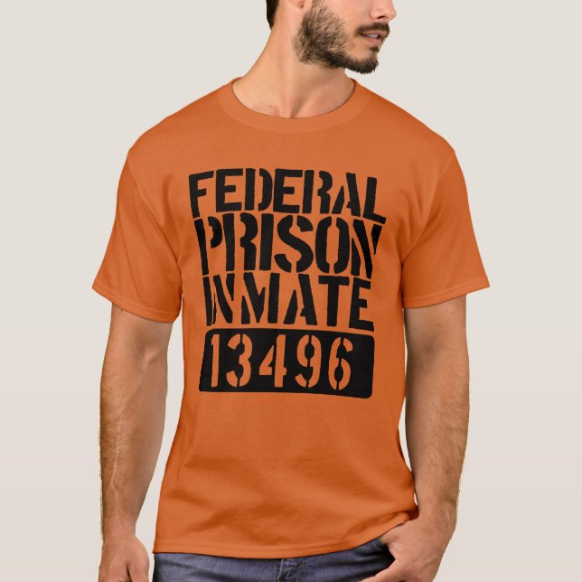 Federal fängelsemindat Funny Jail Halloween Costum T Shirt (Framsida)