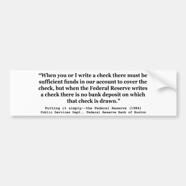 Federal Reserve Skapar pengar för att helt enkelt  Bildekal (Framsidan)