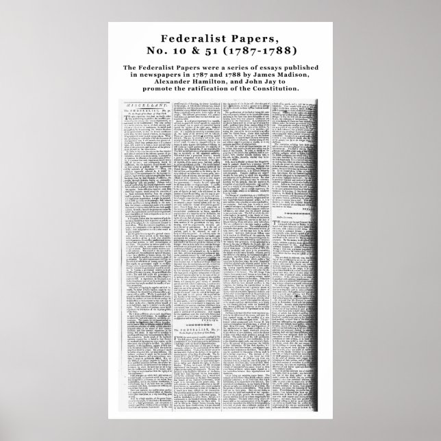 Federalist , nr 10 och nr 51 (1787-1788) poster (Framsidan)