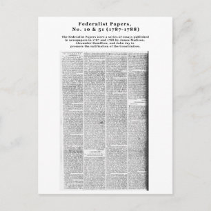 Federalist , nr 10 och nr 51 (1787-1788) vykort