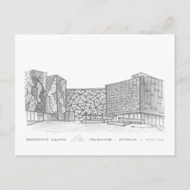 Federation Square, Melbourne, Australien Vykort (Framsida)