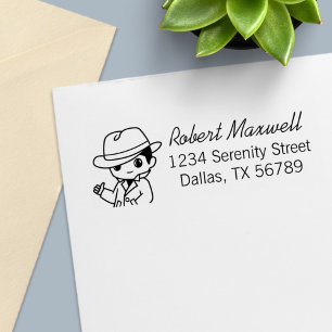 Fedora Hat Trench Jackar Man Adress Självfärgande Stämpel