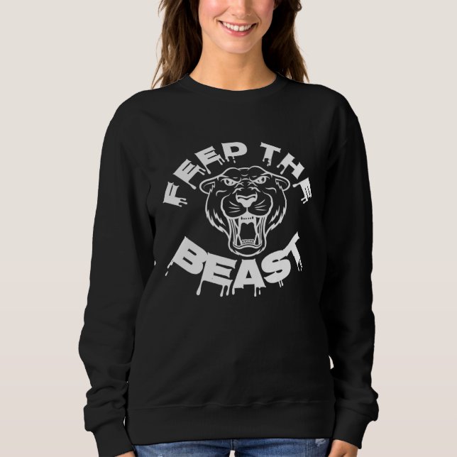 Feed Beast Lion Tiger Roaring Inspiration T Shirt (Framsida)