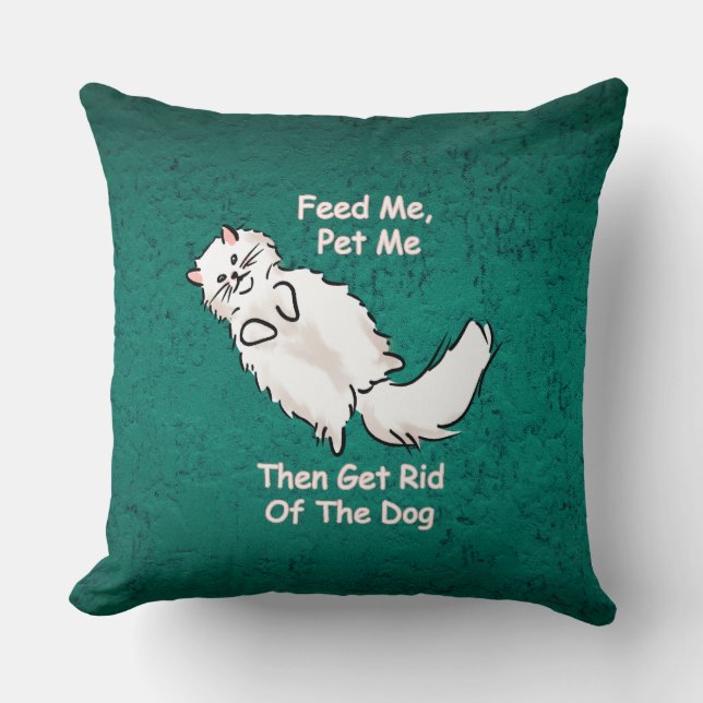 Feed Me, Pet Me Cat Throw Pillow  Kudde (Framsida)