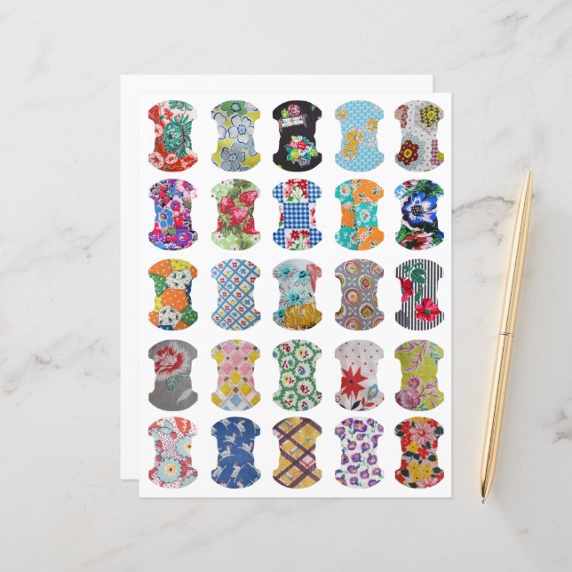 Feed Sack Whale Tail Journal Tabs Clipart Sheet (Fram/Back In Situ)