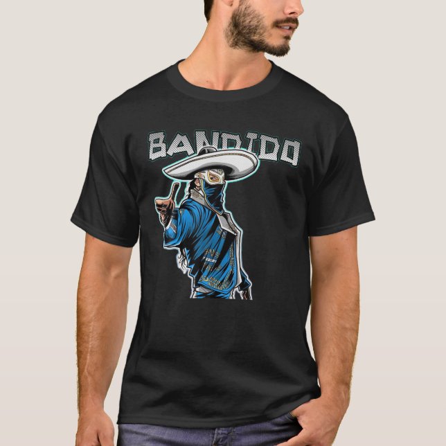 Feel-Bläck Bandido Bandit Lucha Libre Mexican Pro  T Shirt (Framsida)