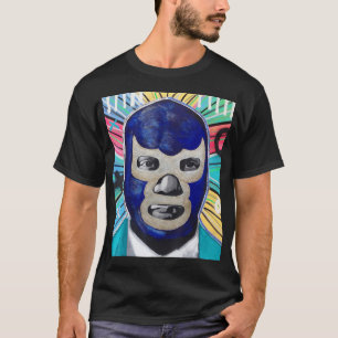 Feel-Bläck Demon Blue Lucha Libre Mexikanska brott T Shirt