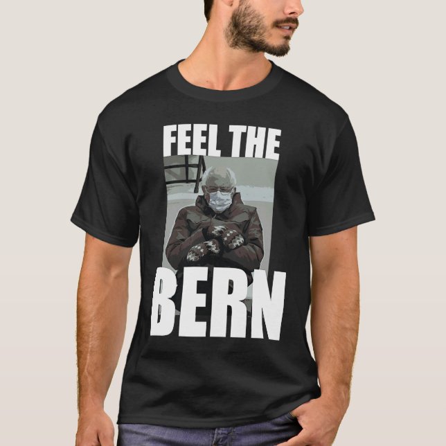 Feel It Bern Bernie Sanders Sitting Mittens  Meme T Shirt (Framsida)