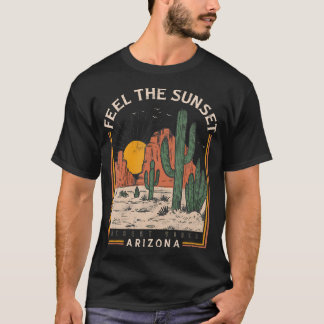 Feel Sunset Desert Vibes Arizona Mountain Cactus T Shirt
