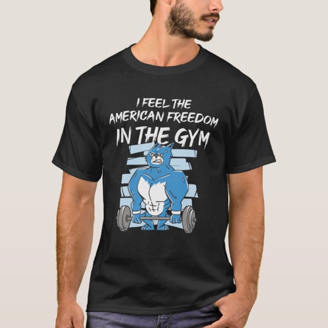 Feel the American Freedom in the Gym with this Cat T Shirt (Framsida)