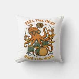 Feel the Beat Octopus Drummer Retro 70s Disco tee Kudde