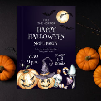 Feel the Horror Happy Halloween Night Party Inbjudningar