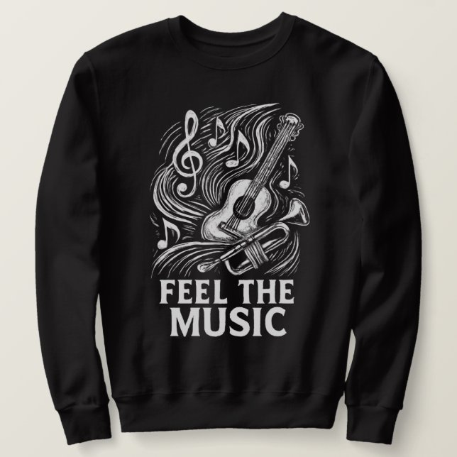 Feel the Music Lång Ärmad Tröja (Design framsida)