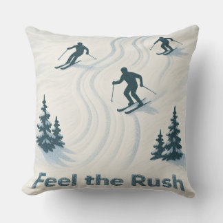 Feel the Rush Ski Throw Pillow Gift for Ski Lovers Kudde