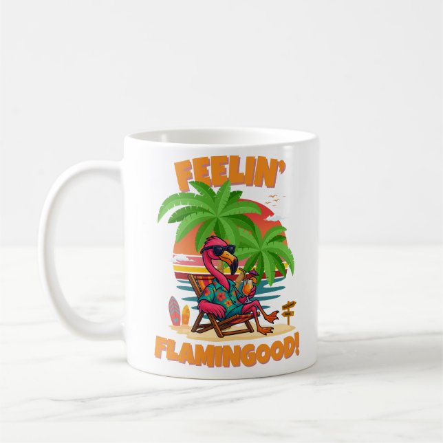 Feelin’ Flamingood Funny Flamingo, sommardesign Kaffemugg (Vänster)