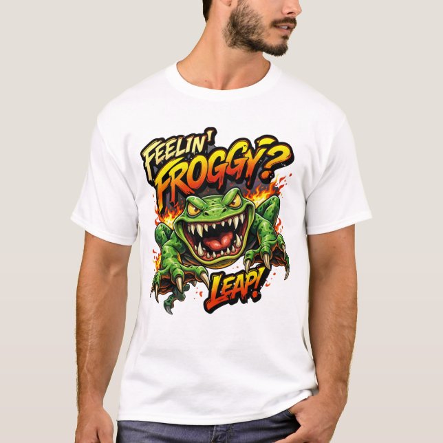 Feelin' Froggy?  Leap! Angry frog T-Shirt (Framsida)
