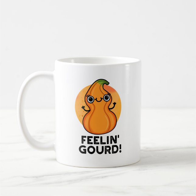 Feelin Gourd Funny Veggie Pun Kaffemugg (Vänster)