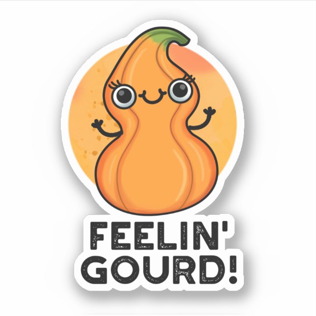 Feelin Gourd Funny Veggie Pun Klistermärken (Framsida)