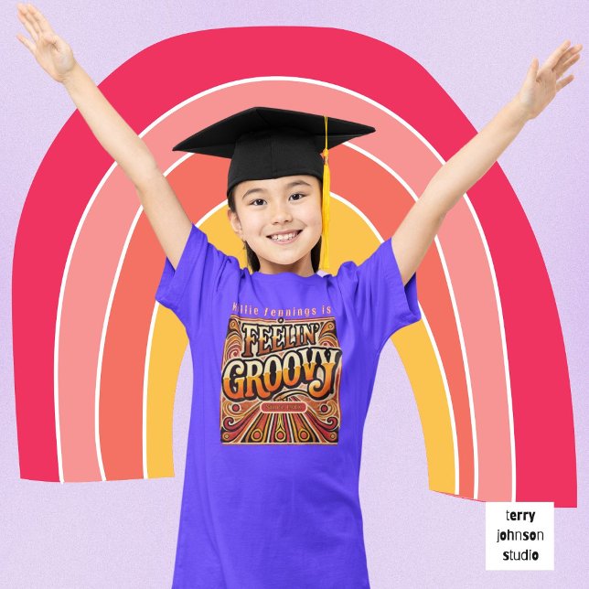 Feelin Groovy Girl Personlig Retro 70-talets Vinta T Shirt (Skapare uppladdad)