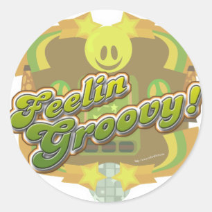 Feelin Groovy Kärlek under 70-talet Stil Runt Klistermärke