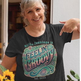 Feelin Groovy Personlig Retro 70-talets Vintage T Shirt