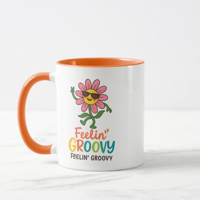 Feelin' Groovy Retro Blomma Kombomugg Mugg (Vänster)