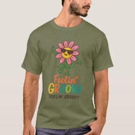 Feelin’ Groovy Retro Flower Basic Dark T-Shirt