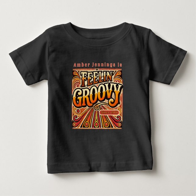 Feelin Groovy Småbarn Personlig Retro 70 s T Shirt (Framsida)
