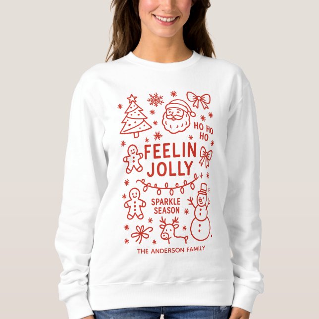 Feelin Jolly | Hand plockade-juldörrar T Shirt (Framsida)