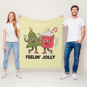 Feelin Jolly Julgran Coffee Älskare Winter Fleecefilt