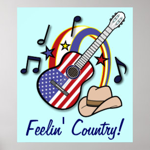 Feelin landgitarr och flagga poster