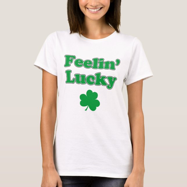 Feelin lycklig Shamrock Tee Shirt (Framsida)