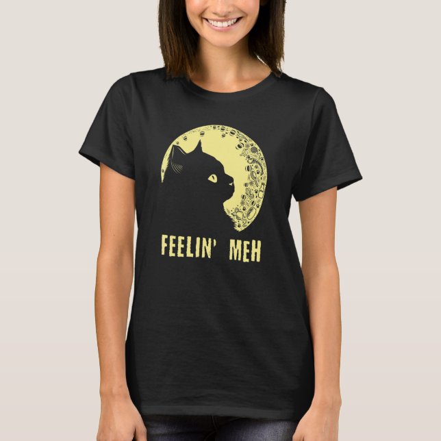 Feelin' Meh Cat  Lazy Kitten Inactive Introvert T Shirt (Framsida)