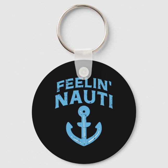 Feelin Nauti Ankarbåt Rolig Segling Pun Kapten Nyckelring (Framsida)